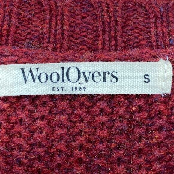 Woolovers Lambswool Cardigan Sweater Womens Small Maroon Long Fisherman Knit - Picture 2 of 13